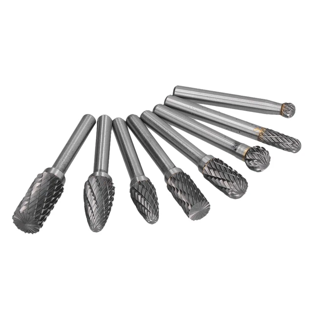 8pcs Tungsten Carbide Burr Bits Dia 6mm File Set For Wood Carving MX