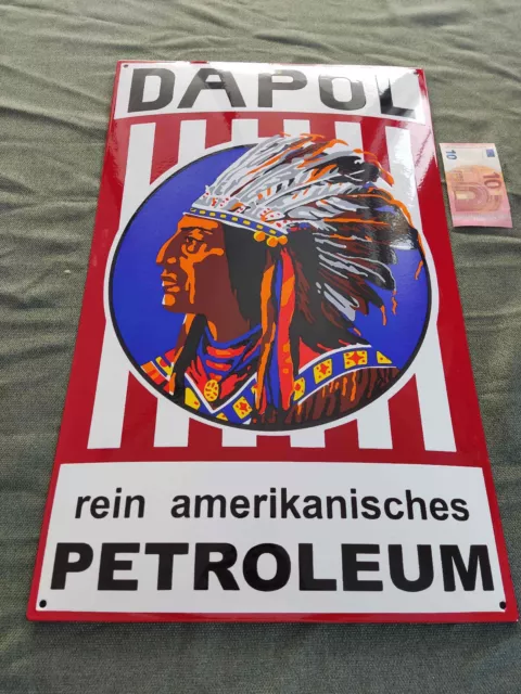 Dapol Petroleum Schild Emailschild Emaille enamel sign 40 x 65 cm