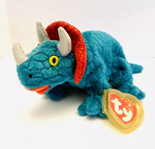 2000 TY Beanie Baby HORNSLY Triceratops With Tags & Protection