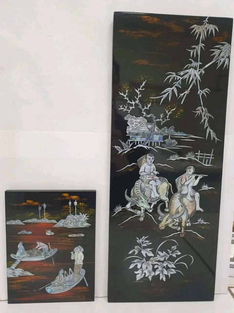 Porte-lettres Ancien En Bois Laqué - Décor Japonais - Fin XIXème