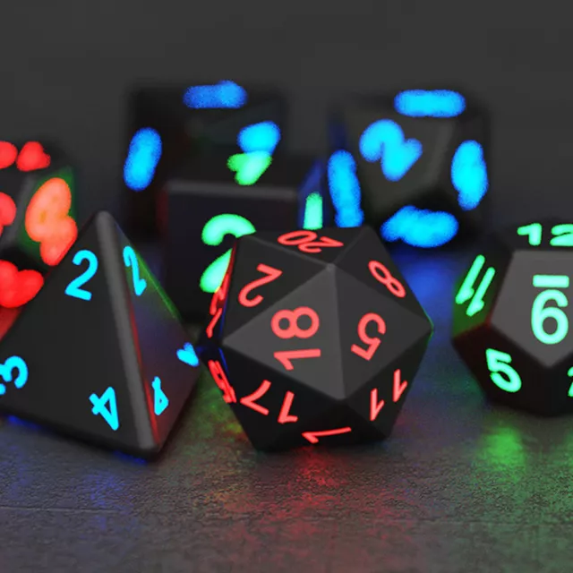 Dice Rechargeable with Charging Box 7PCS LED Electronic Polyhedral Glowing Dices 3