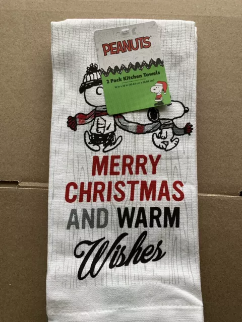 Peanuts Snoopy Kitchen Towels 2 Pack Christmas Holiday Hand Dish NEW