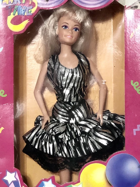 princess polly baby blue dress VINTAGE FASHION CORNER Party Time Doll 1993 NIB Box Barbie Black Dress  $20.44