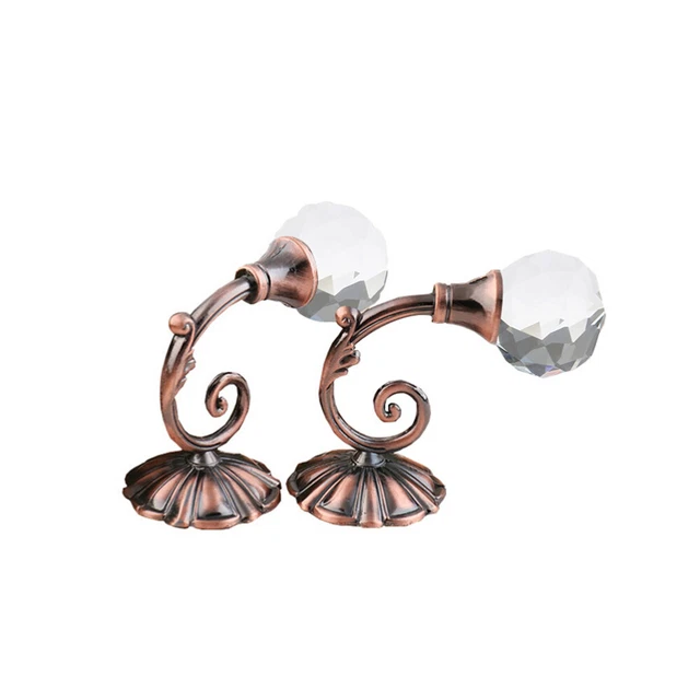 2x Large Metal Crystal Glass Curtain Holdback Wall Tie Back Hooks Hanger Holder