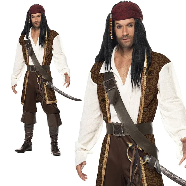 HIGH SEAS MENS Pirate Costume Adult Jack Sparrow Buccaneer Captain