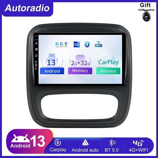 Autoradio Android 14 GPS 9" Pour Renault Trafic 3 / Opel Vivaro B | Écran Tactile, Bluetooth, DAB+ | Avec Caméra De Recul