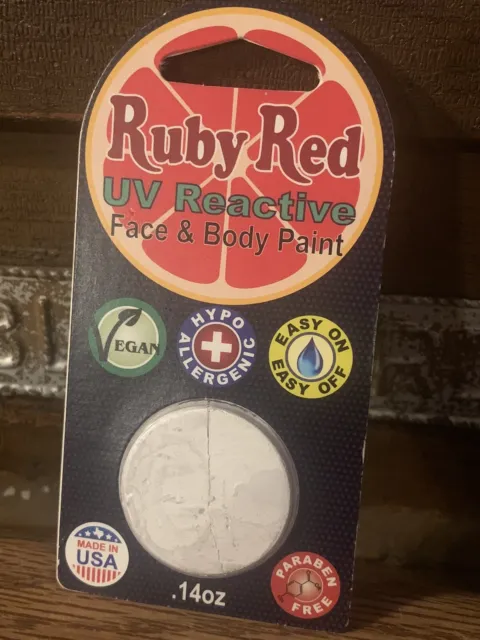 Ruby Red Face And Body Paint- UV Reactive WHITE- .14 Ounce Refill- Vegan- USA