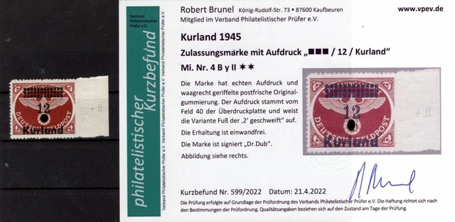 Kurland 4ByII ABART ** POSTFRISCH+gepr. Befund -,-EUR (K7295