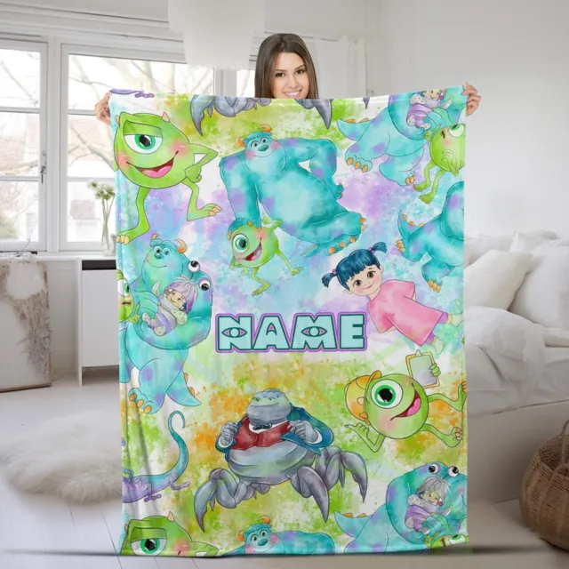 Personalized Disney Monsters Inc Blanket, Custom Name Pixar Monsters University