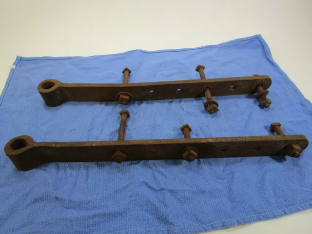 Antique Pair Primitive Hand Forged Iron Barn Door Strap Hinges