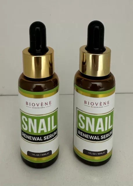 Biovene Snail Renewal Serum, 1 oz, Deeply Moisturizes to Regain Skin 2 Pack NWOB