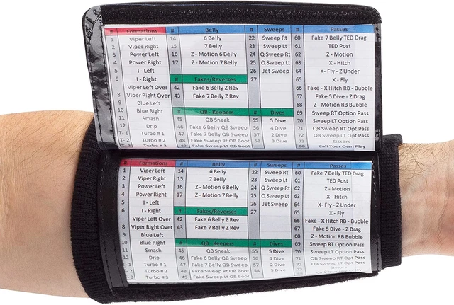 Wristcoaches Football Play Wristbands - Adult Quarterback Gear - Wristband Playb