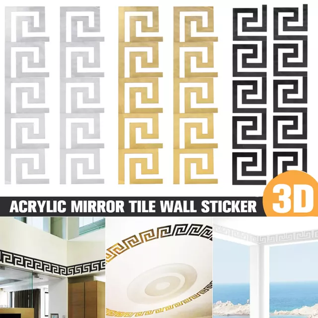 3D Mirror Tail Art Removable Wall Sticker Acrylic Mural Decal Home Room Decor