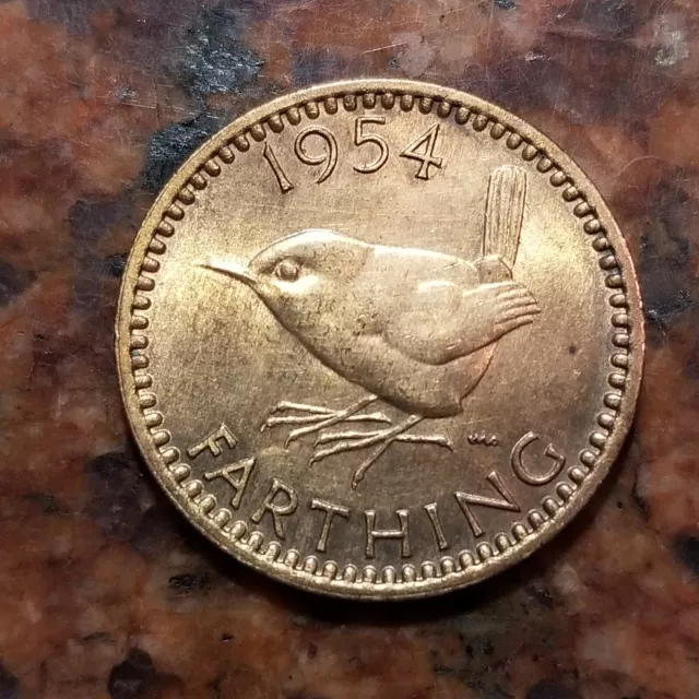 1954 Great Britain Farthing Coin - Au/Unc - #B1946