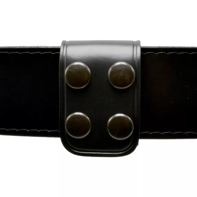 Perfect Fit Double Wide Police Belt Keeper Black Snaps Plain Genuine Leather USA