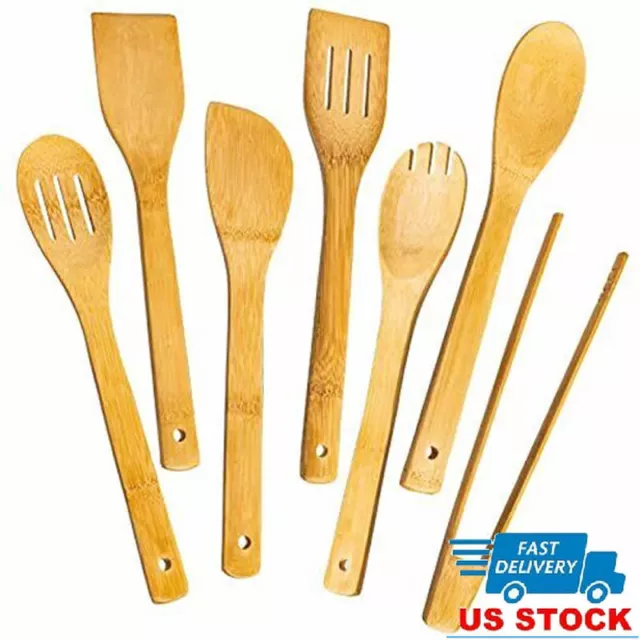 7-Piece Wooden Spoons for Cooking Kitchen Nonstick Bamboo Cooking Utensils Set