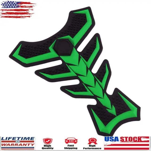 3D Rubber Motorcycle Fuel Gas Tank Pad Protector Decal Sticker Green YU