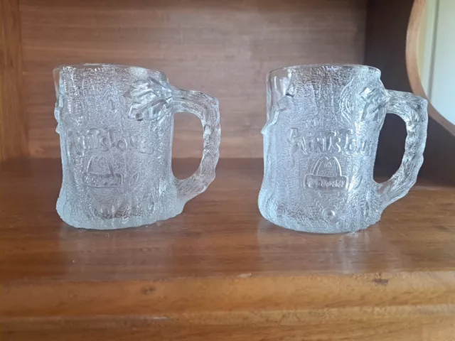 Set of 2 Flintstones Collectible Glass Mugs - McDonalds 1993 RocDonalds