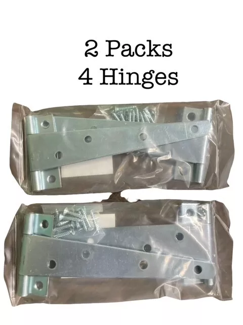 GATE HINGES (2 -PACK) BARN SHED Steel Zinc Plated 6" Door  Light Tee  905716