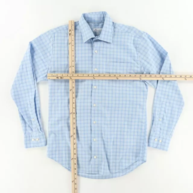 Peter Millar Crown Ease Cooper Sport Gingham Button Up Shirt Blue Men's M 3