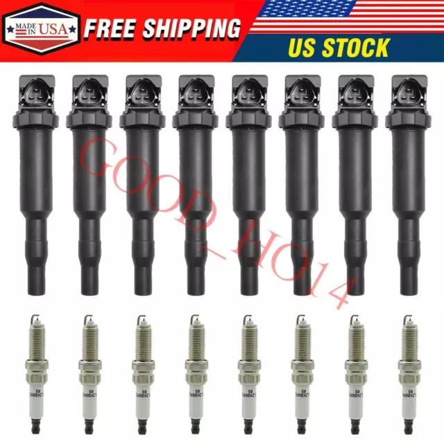 Set of 8 Ignition Coil & 8 Spark Plugs For BMW 328i 535i 550i 750i X5 X6 UF592