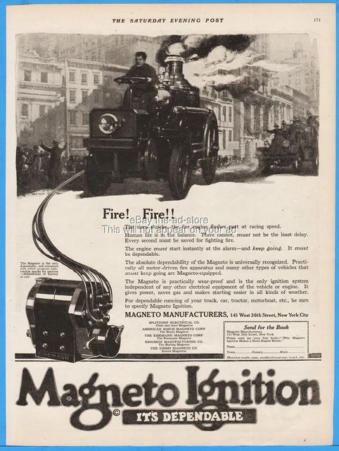 1920 Christie American Steam Fire Engine Magneto Manufacturers New York City Ad