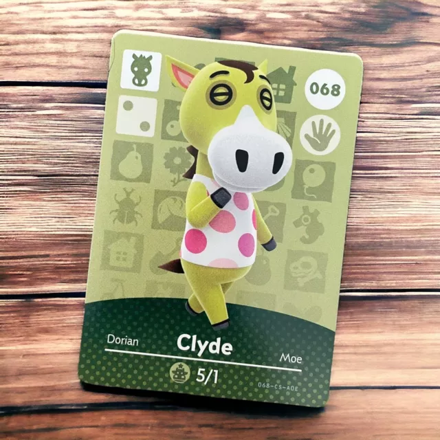 Clyde 068 Animal Crossing Amiibo Card Series 1 Authentic Nintendo Near Mint