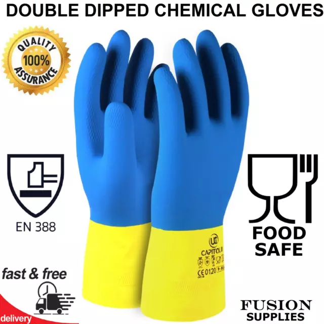 Heavy Duty Chemical Gloves.double Dipped.rubber Gloves.cleaning,Acid,Alkali.food