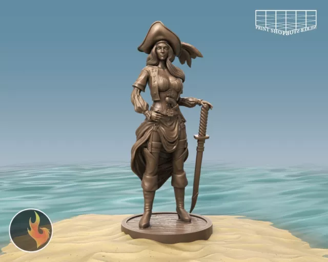 Pirates Pirate Femme Miniature pour One D&d Pathfinder Mdn 5e En 28mm 32mm 75mm