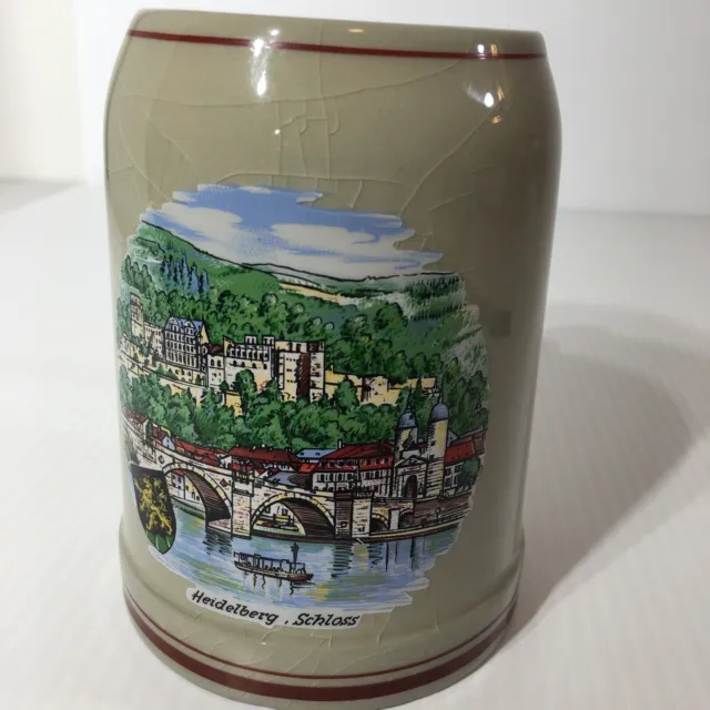 Heidelberg Schloss Germany Beer Stein Mug Pottery Stoneware Travel Souvenir