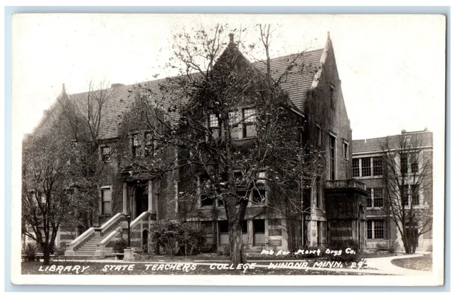 c1940's Library State Teachers College Winona Minnesota MN RPPC Photo Postcard