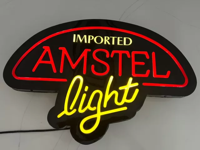 Vintage Beer Light Imported Amstel Light Up Electric Bar Sign Man Cave