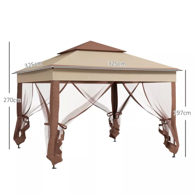 Outsunny Garden Folding Tent Heavy Duty Pop Up Gazebo for Party Khaki 3