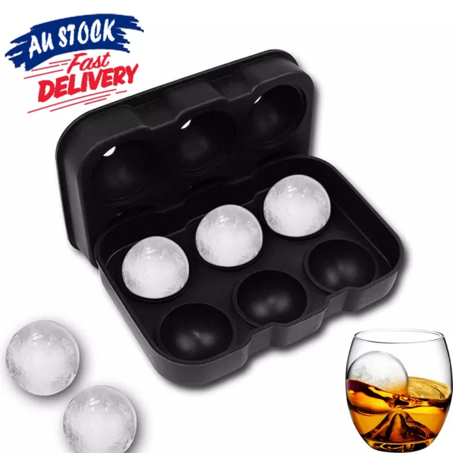 6 Large Tray Round Cocktails Ice Balls Maker Cube Sphere Molds Whiskey