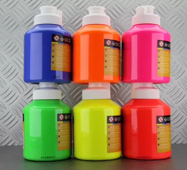 500ml NEON Acrylfarbe Schwarzlichtfarbe fluoreszierend UV FarbeNEU 2