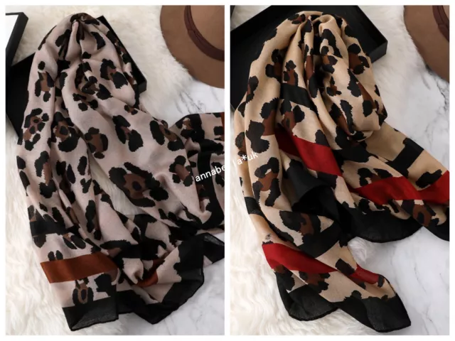 Women's Leopard Print Animal Print Scarf Brown Red Stripe Scarves Shawl Wrap New