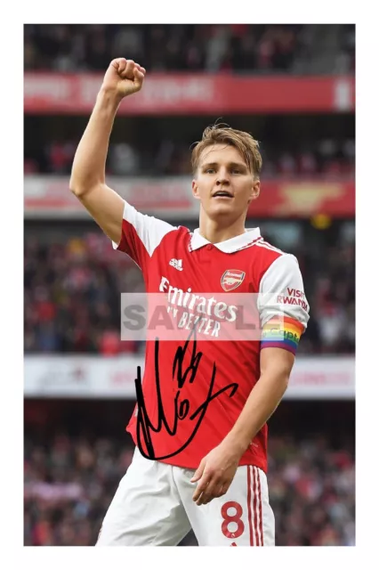 Footballer Autograph A4 Poster, Wall Art, Print Martin Odegaard  Arsenal