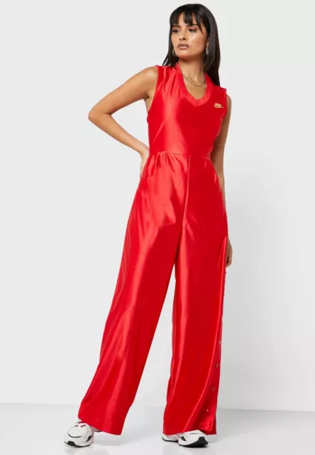 WOMEN'S NIKE SPORTSWEAR Icon Clash Jumpsuit Small Red Gold Loose