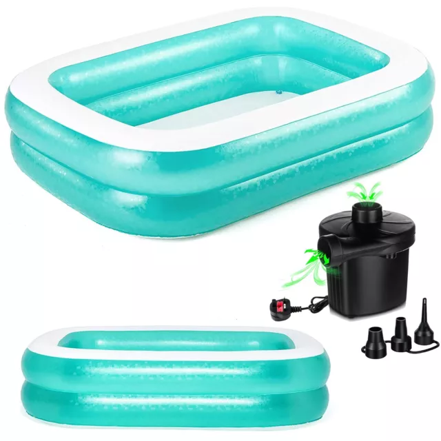 Bestway Inflatable Rectangular Family Paddling Swimming Pool 79"x59"x20" & Pump