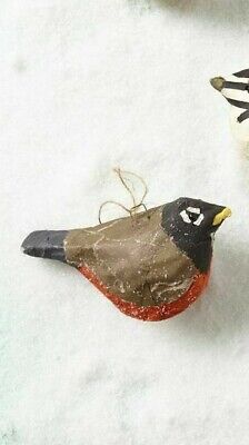 New Anthropologie Paper Mache Robin Bird Ornament Christmas Holiday Tree