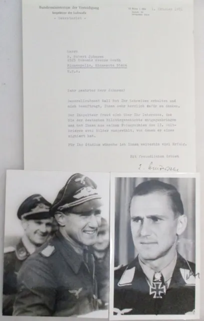 German Ww2 Luftwaffe Pilot Ace Gunther Rall Autographed Signed Photo