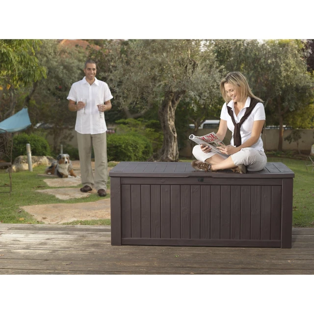 KETER ROCKWOOD PLASTIC Garden Storage Deck Box 570 Litre Capacity XL