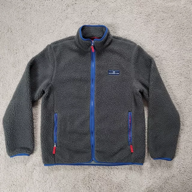 Southern Tide Sherpa Fleece Jacket Full Zip Deep Pile Gray Blue Mens Medium