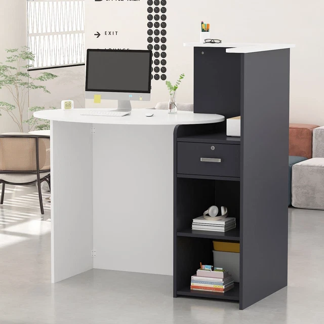 Reception Counter Desk Retail Front Reception Desk for Checkout, round Desktop,
