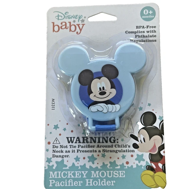 Disney Baby Mickey Mouse Blue Pacifier Holder Clip BPA Free Secure Attachment