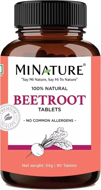 Beetroot Tablets by Mi Nature | 90 Tablets, 1000 Mg | 45 Days Supply | Beta Vulg