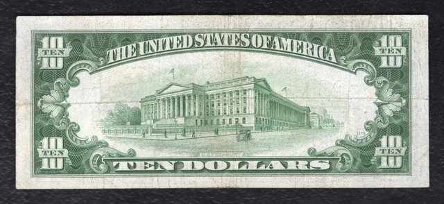 Fr. 1703 1934-B $10 Ten Dollars Silver Certificate Note *Key Series* Very Fine 2
