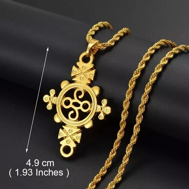 Ethiopian Eritrea Coptic Cross Gold African Christian Pendant Jewelry