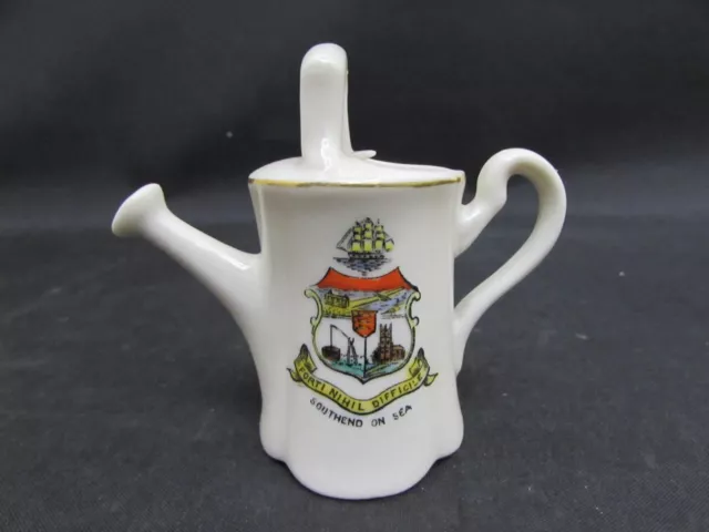 Vintage Real England China Crested Ware Watering Can Crest For Southend-On-Sea