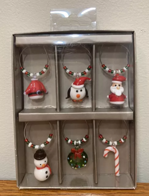 Pier 1 Importaciones Vaso Navidad Vacaciones Bebida Vino Dijes Marque-Vasos NUEVO